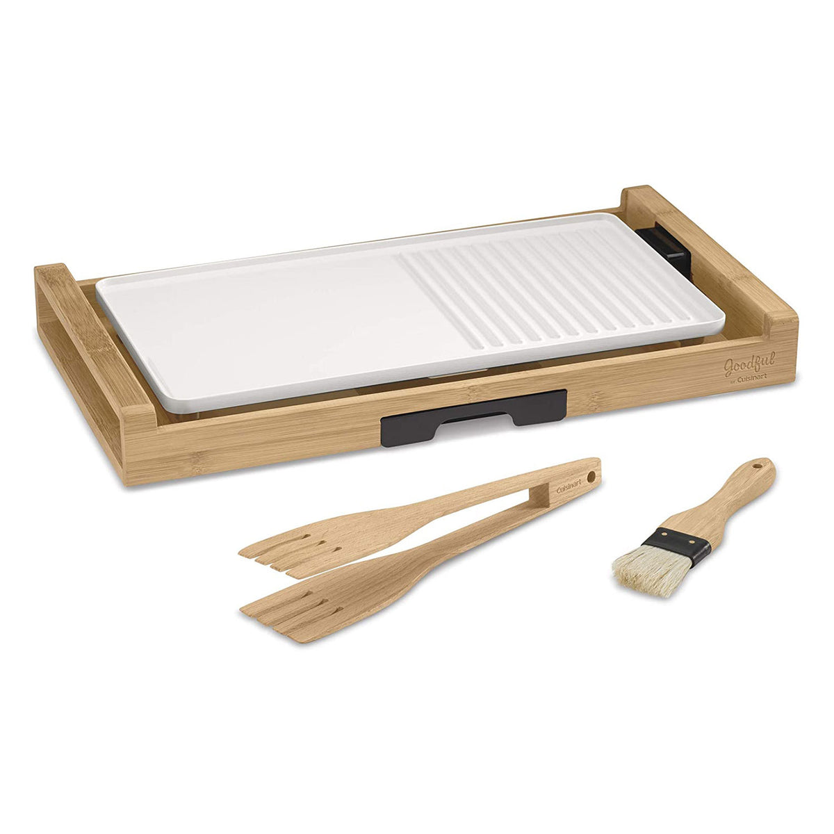 Goodful Cuisinart Bamboo Home Countertop Full Grill and Griddle White (Open Box)