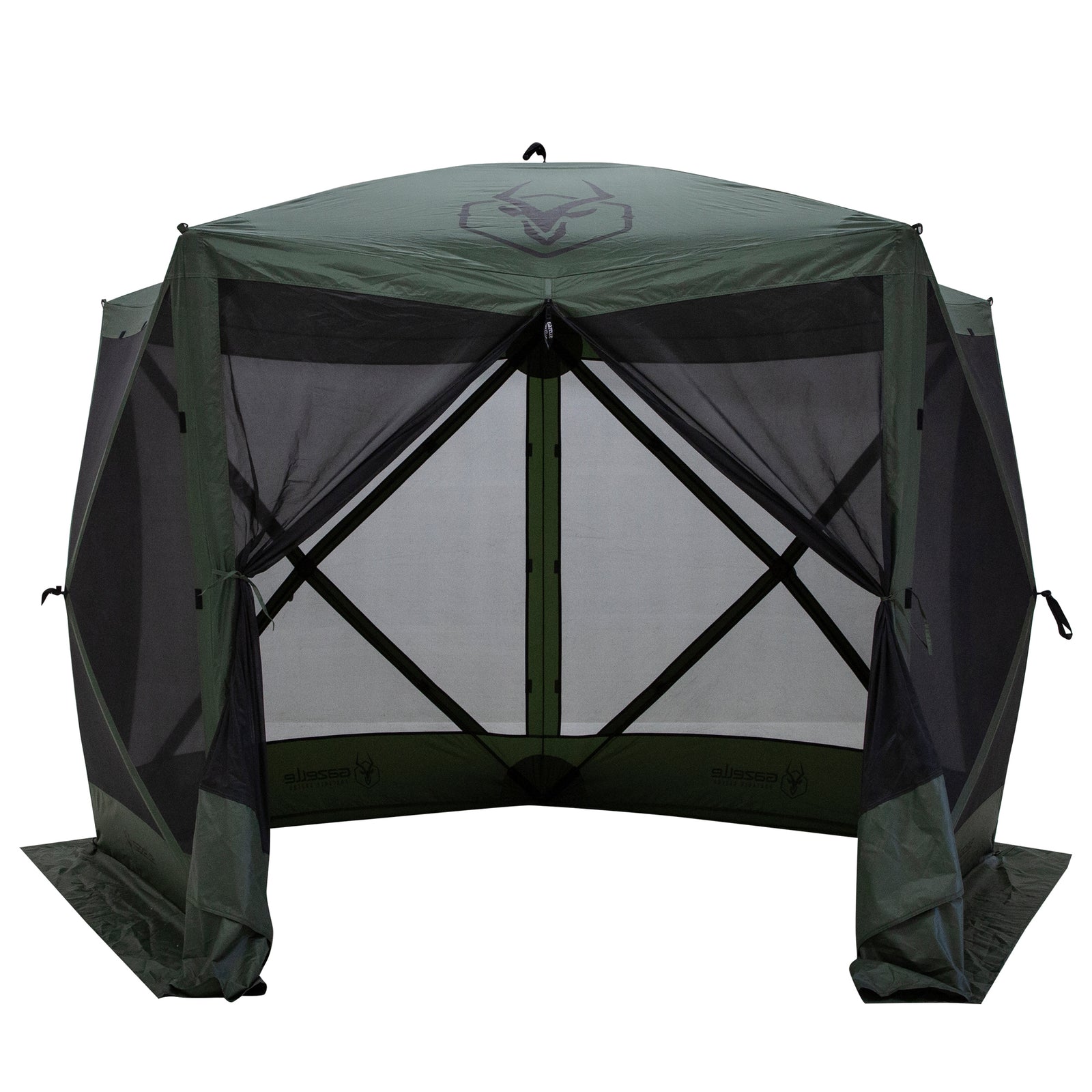 Gazelle GG501GR Pop Up Portable 4 Person Camping Gazebo Day Tent w/ Mesh Windows - VMInnovations