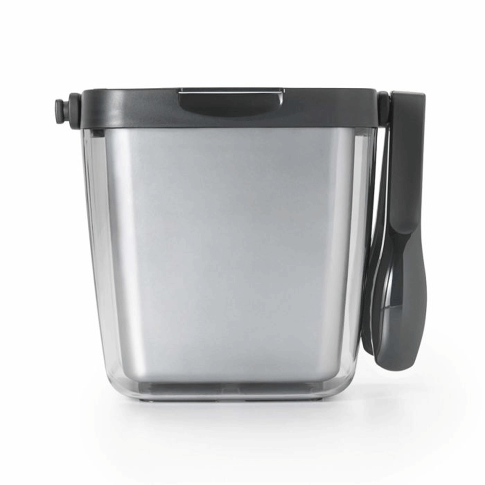 OXO Good Grips 3 Piece Plastic Insulated Ice Bucket Bin w/ Clear Lid & Tong Set