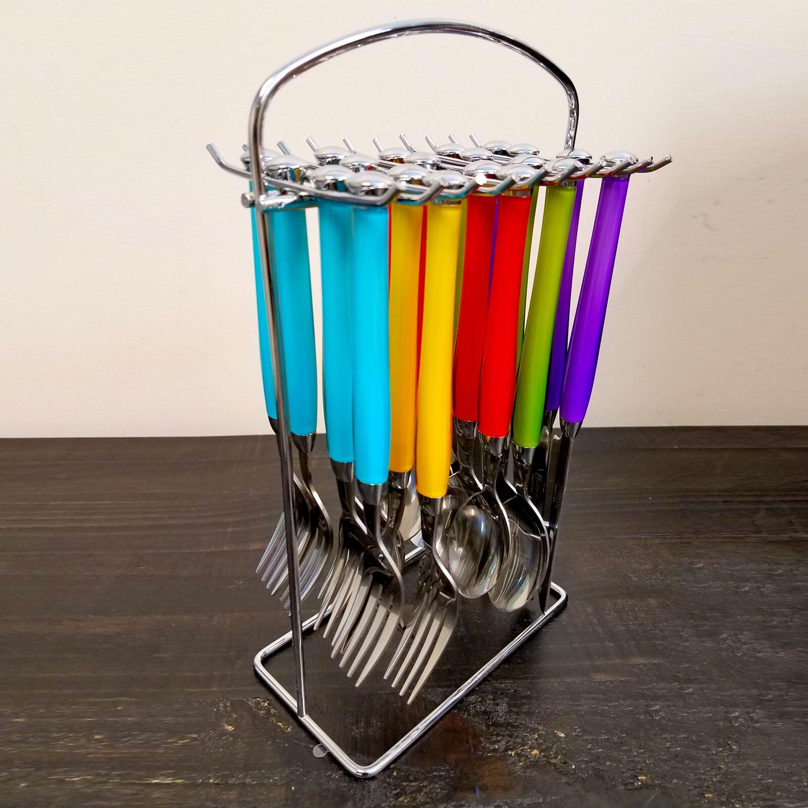 Gibson Santoro 20pc Stainless Steel Flatware Set w/ Storage Rack (Open Box) - VMInnovations