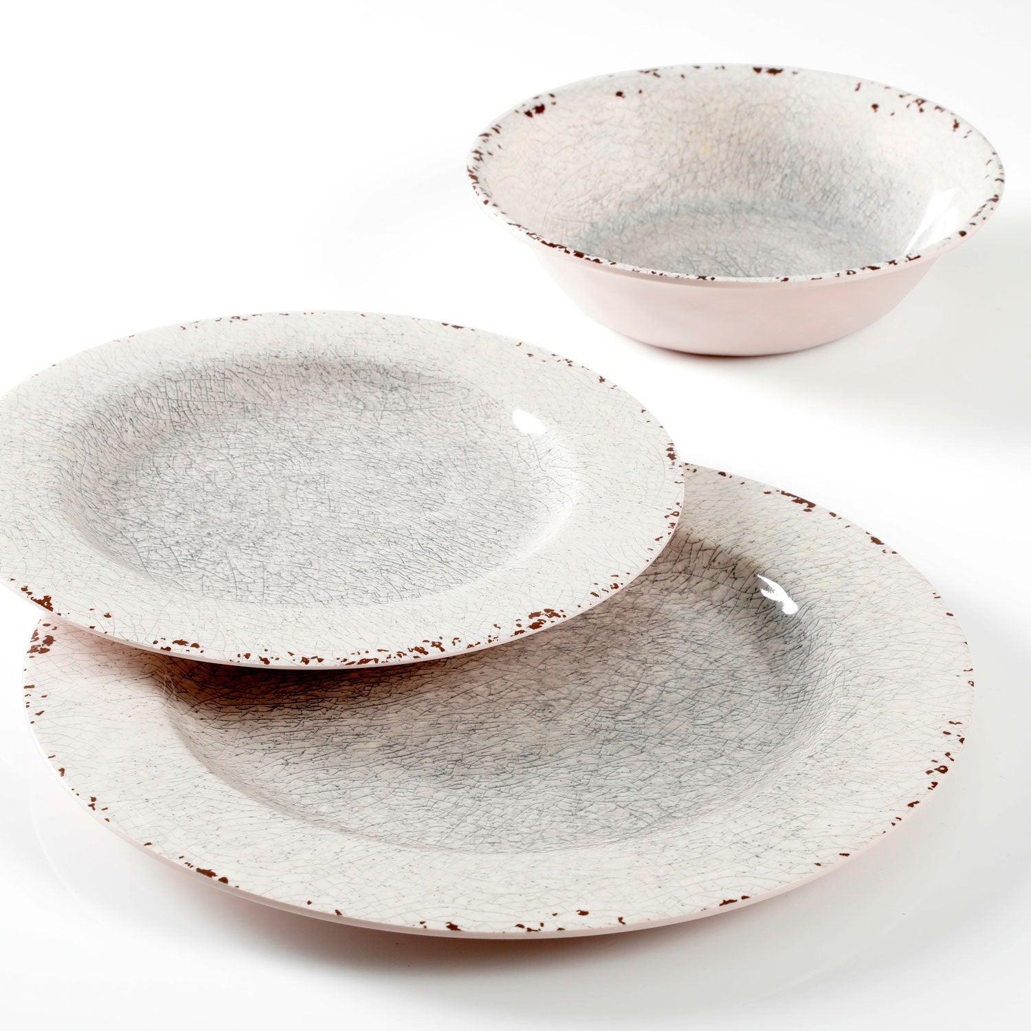 Gibson Studio California Mauna 12-Piece Melamine Dinnerware Set, Ice (Open Box) - VMInnovations