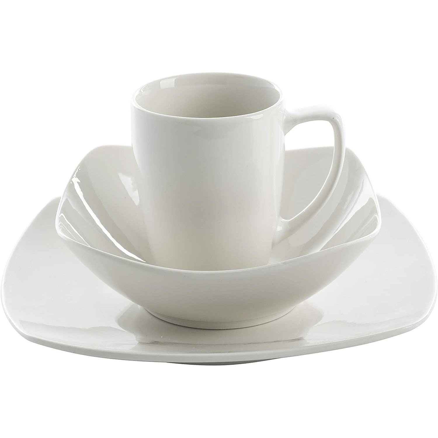 Gibson Zen Buffetware 12 Piece Dinnerware Plate, Bowl, & Mug Set, White (Used) - VMInnovations