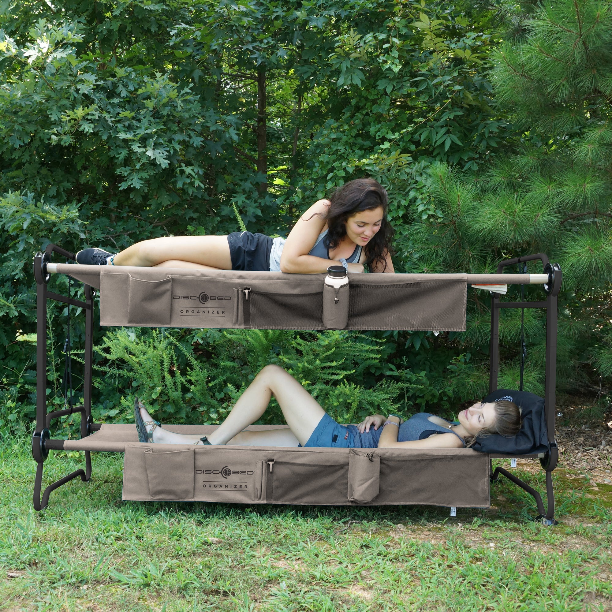 Disc-O-Bed Large Cam-O-Bunk Double Cot and 3 Shelf 6 Compartment Hanging Cabinet
