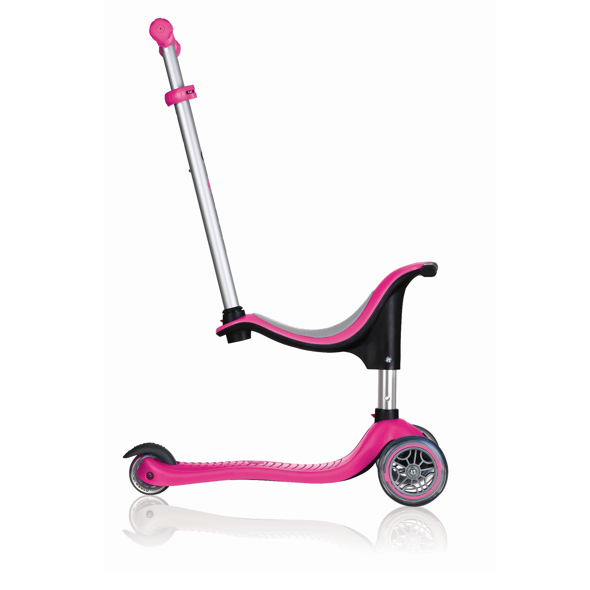 Globber Go Up Sporty Kids Versatile 3-Wheel Riding Kick Scooter Bike, Deep Pink