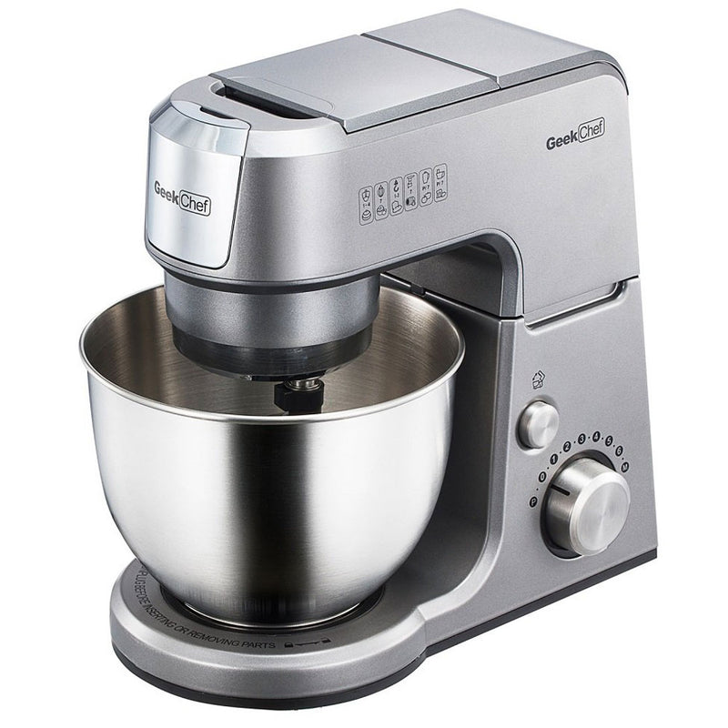Geek Chef GM25S 2.6 Quart 7 Speed Tilt Head Stand Mixer with Attachments, Silver
