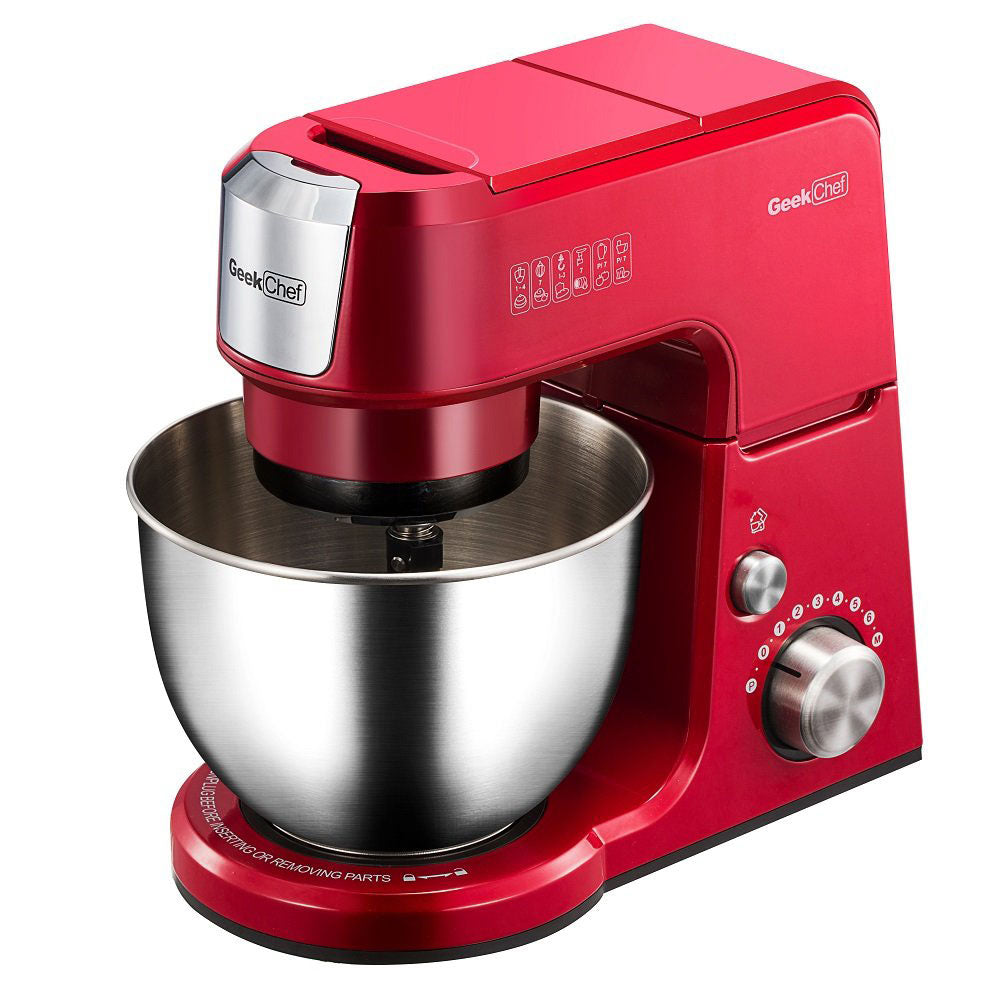 Geek Chef 2.6 Quart Bowl 7 Speed Tilt Head Stand Mixer 500 Watts, Red (Open Box)