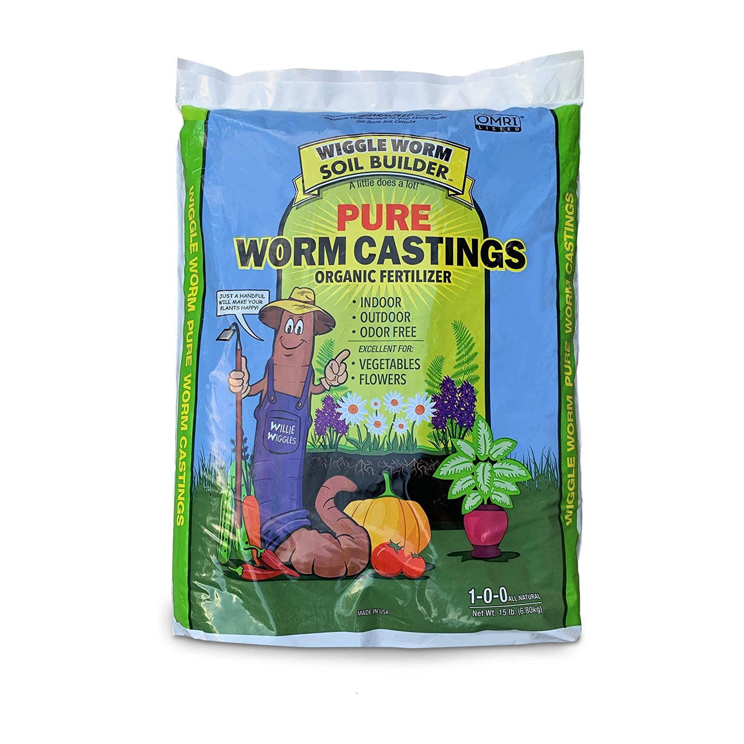 Wiggle Worm Soil Builder Pure Worm Castings Organic Fertilizer, 15 Pound Bag
