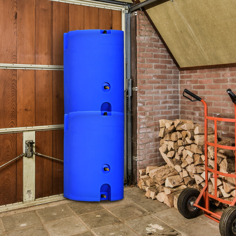 WaterPrepared 160 Gal Stackable Design Utility Water Tank with Large Cap, Blue
