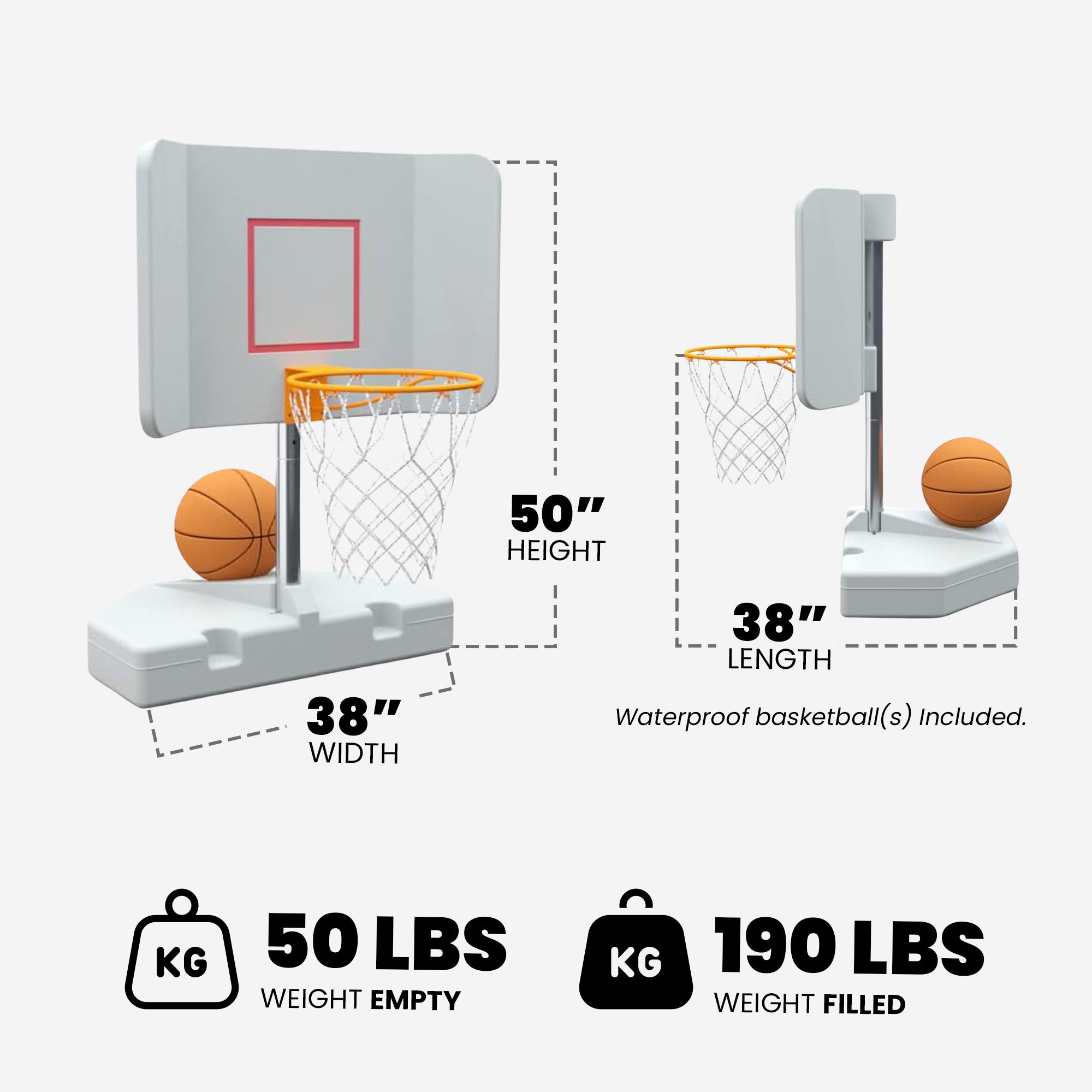 Good Ideas 15 Inch Pool Shot Wing It Pool Freestanding Basketball Hoop, (Used)