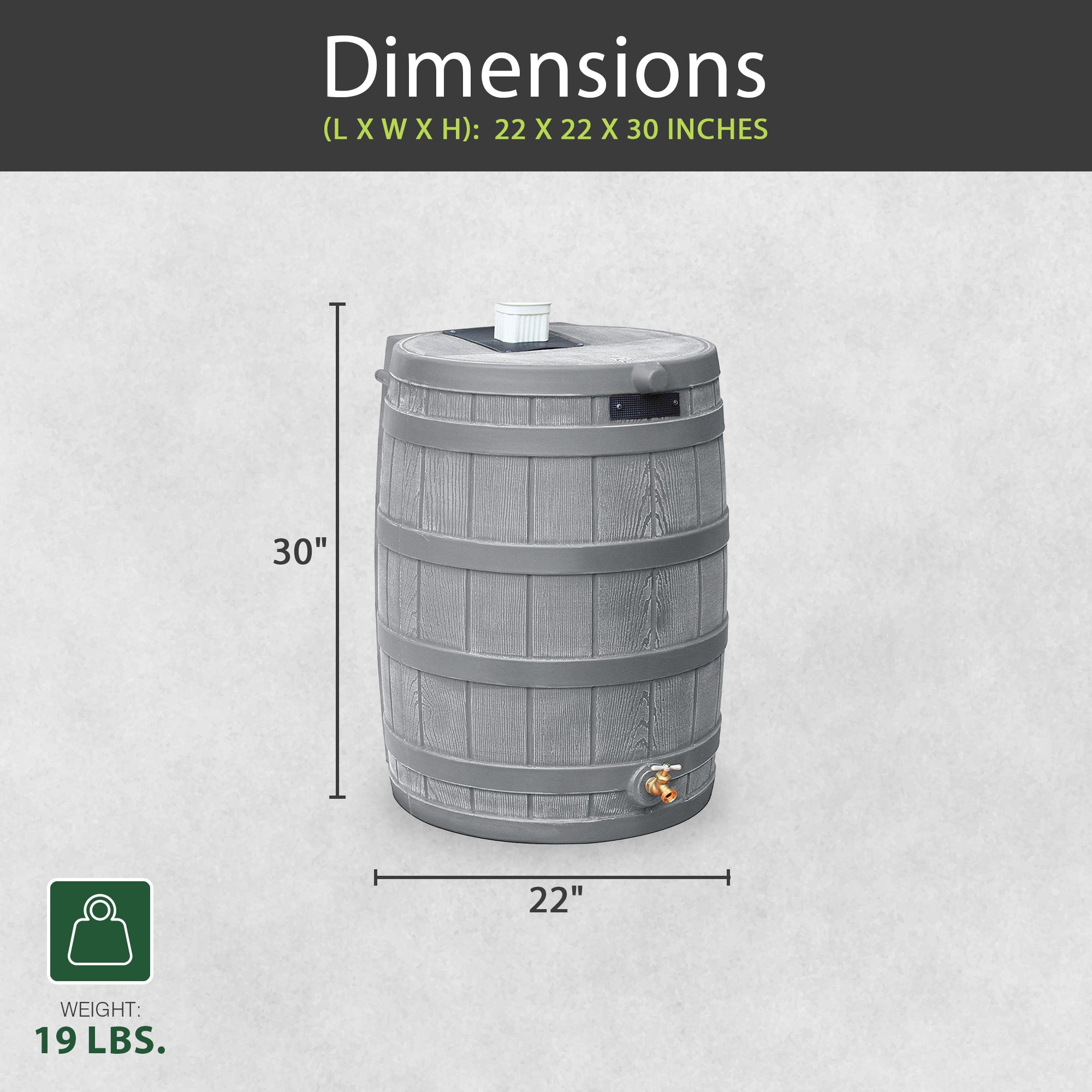 Good Ideas Rain Wizard 50 Gal Rain Barrel Collector, Gray & Diverter Flex Kit