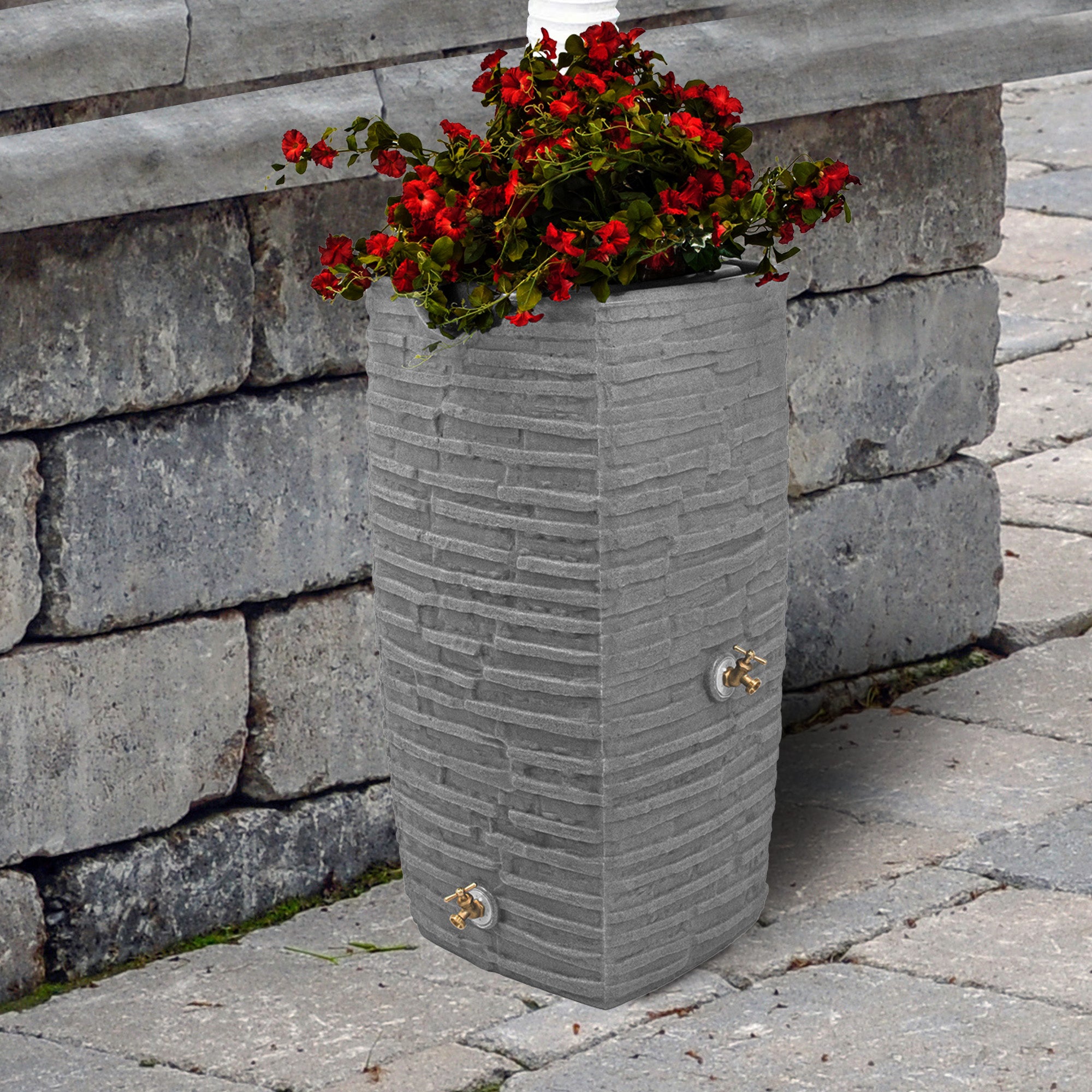 Good Ideas Impressions Riverwalk 50 Gallon Rain Saver, Light Granite (2 Pack) - VMInnovations