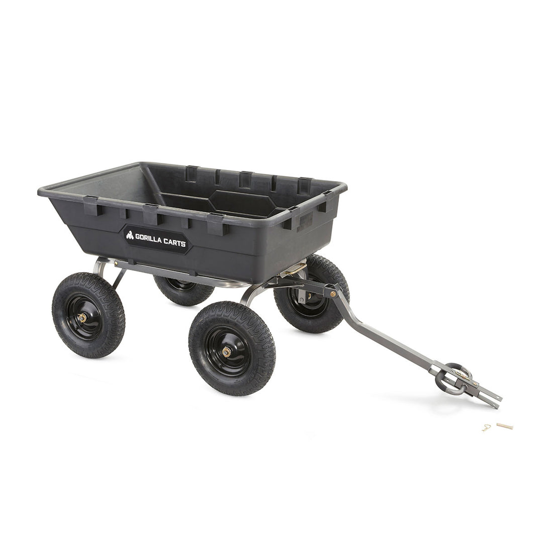 Gorilla Carts Heavy Duty Poly Yard Dump Cart Garden Wagon with 16 Inch Tires - VMInnovations