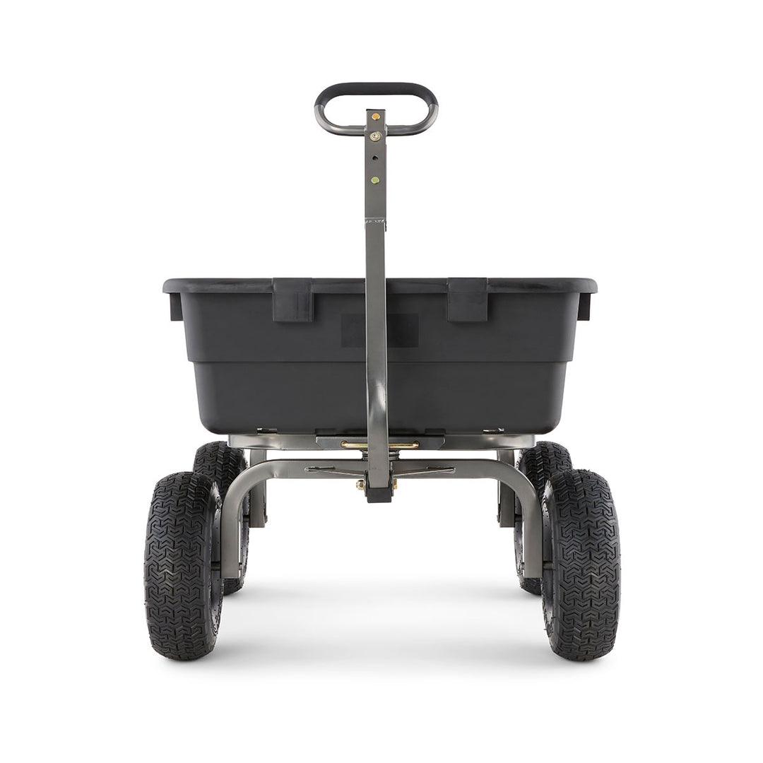 Gorilla Carts Heavy Duty Poly Yard Dump Cart Garden Wagon with 15 Inch Tires - VMInnovations