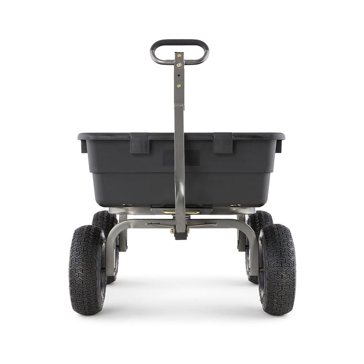 Gorilla Carts Heavy Duty Poly Yard Dump Cart Garden Wagon with 15 Inch Tires - VMInnovations
