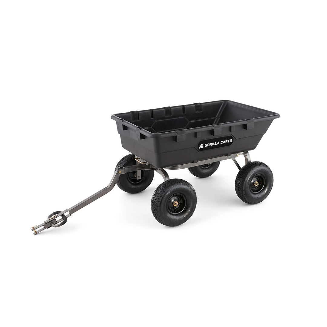 Gorilla Carts Heavy Duty Poly Yard Dump Cart Garden Wagon with 15 Inch Tires - VMInnovations