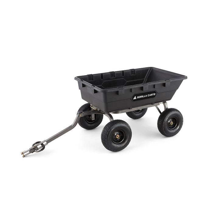 Gorilla Carts Heavy Duty Poly Yard Dump Cart Garden Wagon with 15 Inch Tires - VMInnovations