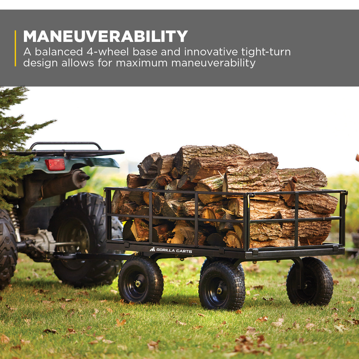 Gorilla Carts Steel Utility Cart, 9 Cubic Feet Garden Wagon with Removable Sides
