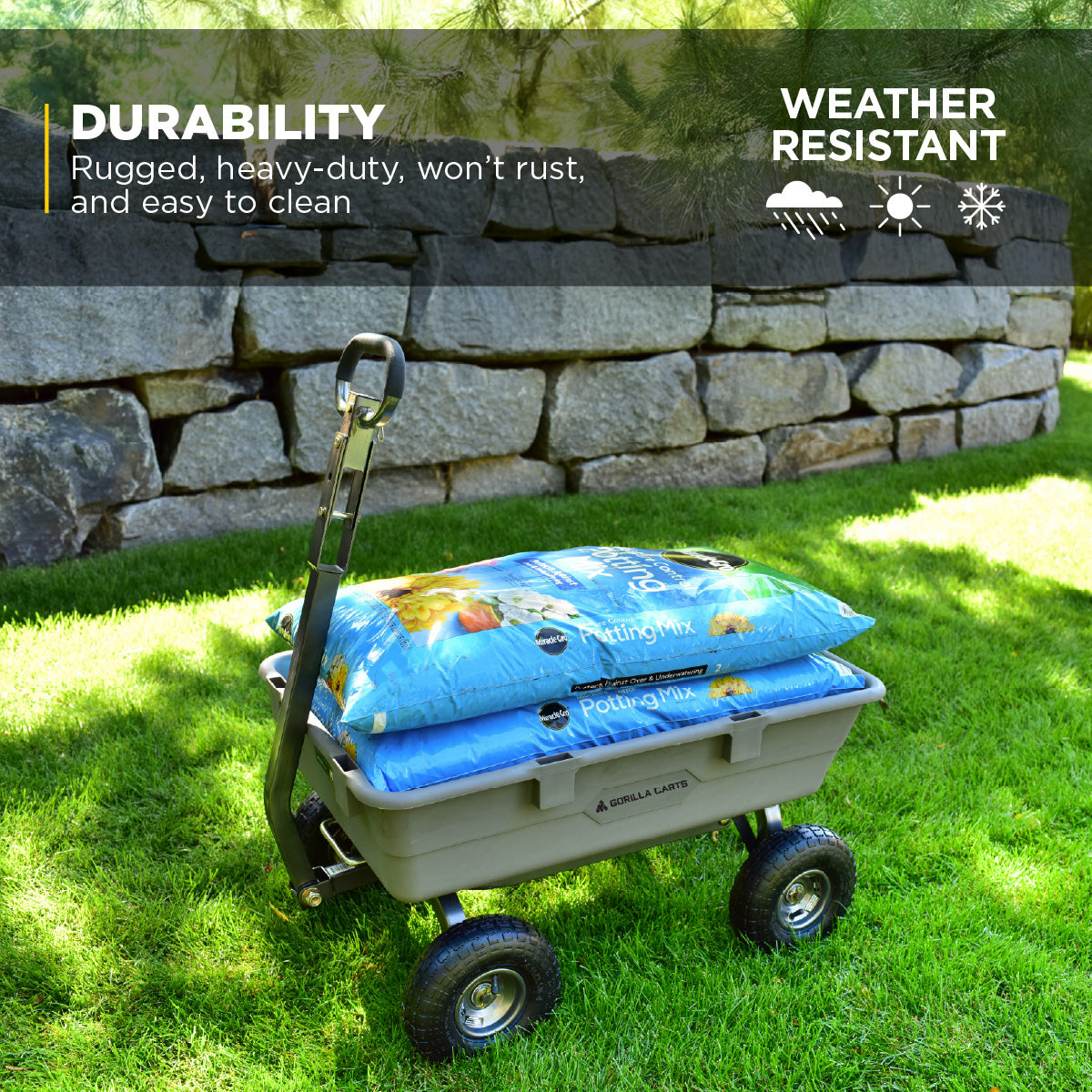 Gorilla Carts 800Lb Capacity Heavy Duty Poly Yard Dump Utility Cart (Open Box)