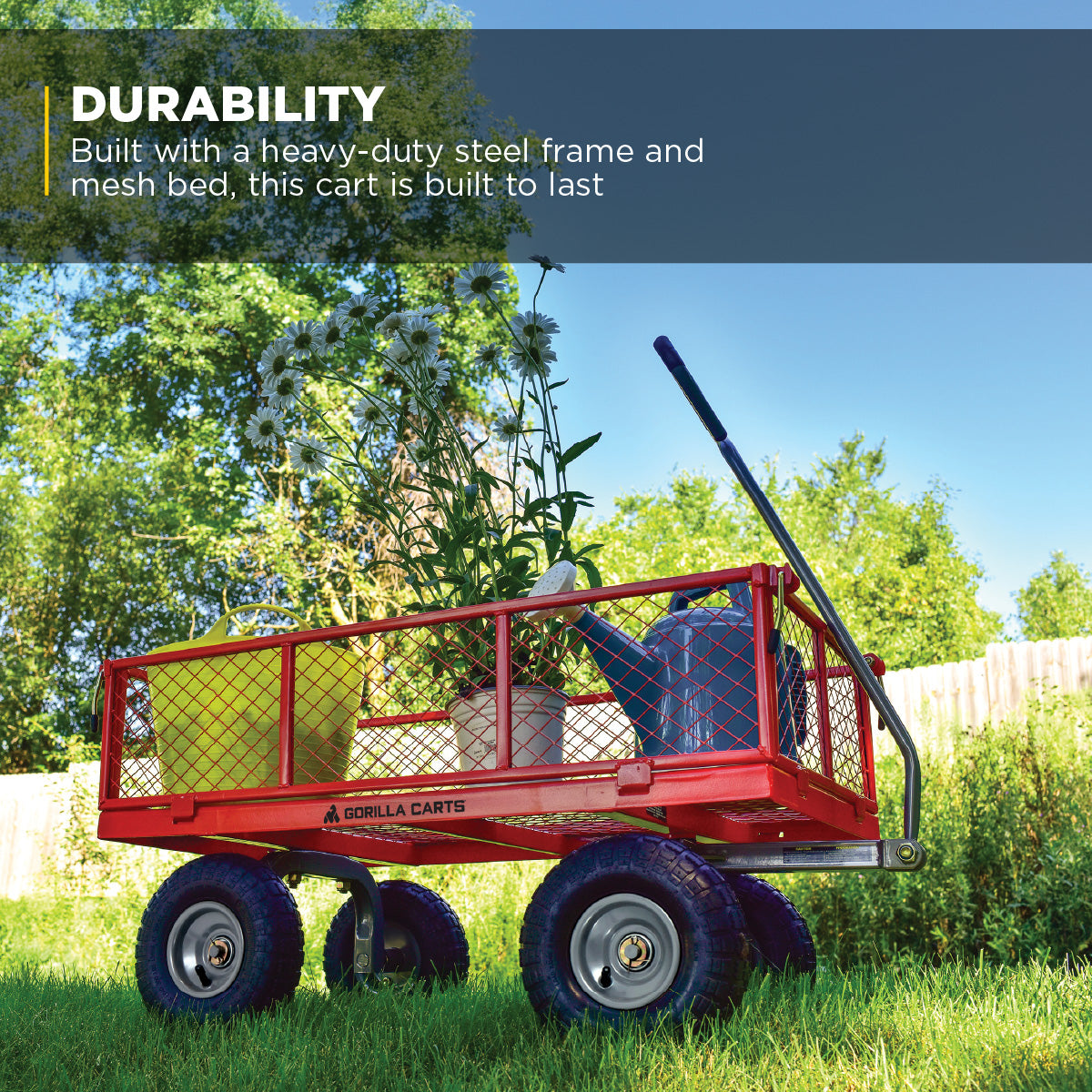 Gorilla Cart 800 Pound Capacity Steel Mesh Utility Wagon Cart, Black (Used) - VMInnovations