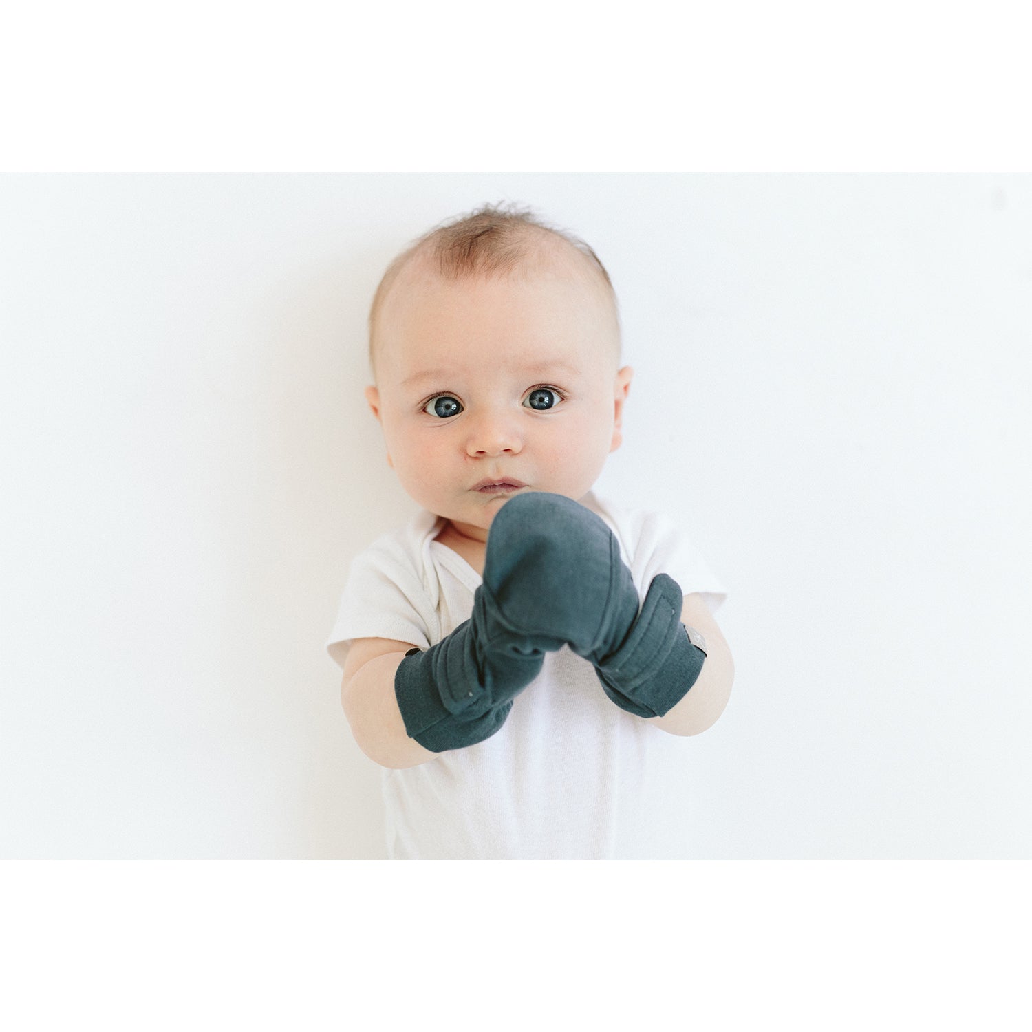 Goumikids Soft Organic Stay On No Scratch Baby Infant Mittens, 3-6M Midnight