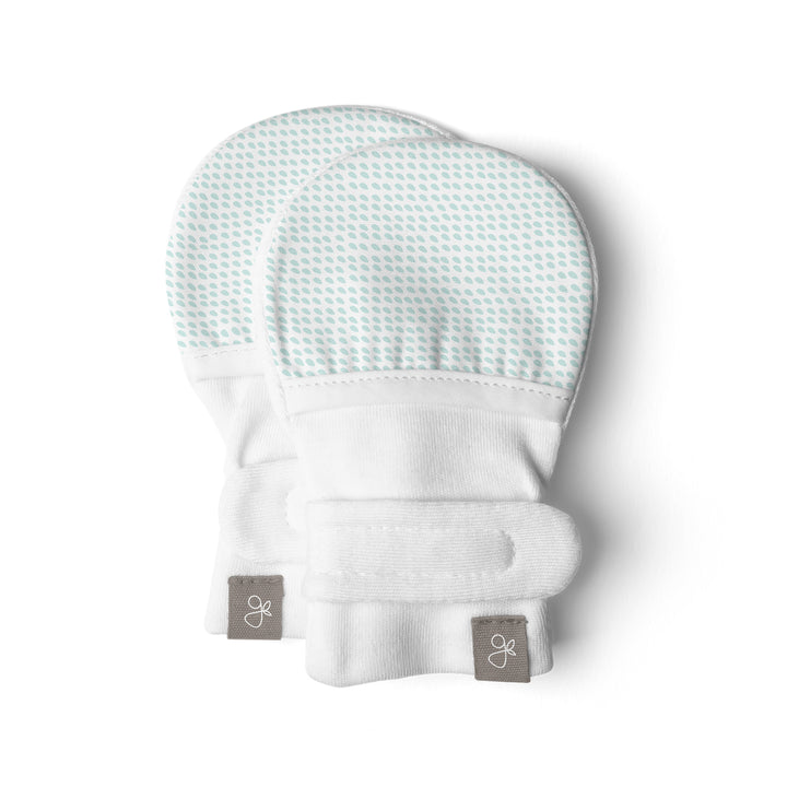 Goumikids Soft Organic Stay On No Scratch Baby Infant Mittens, 0-3M Drops Aqua - VMInnovations