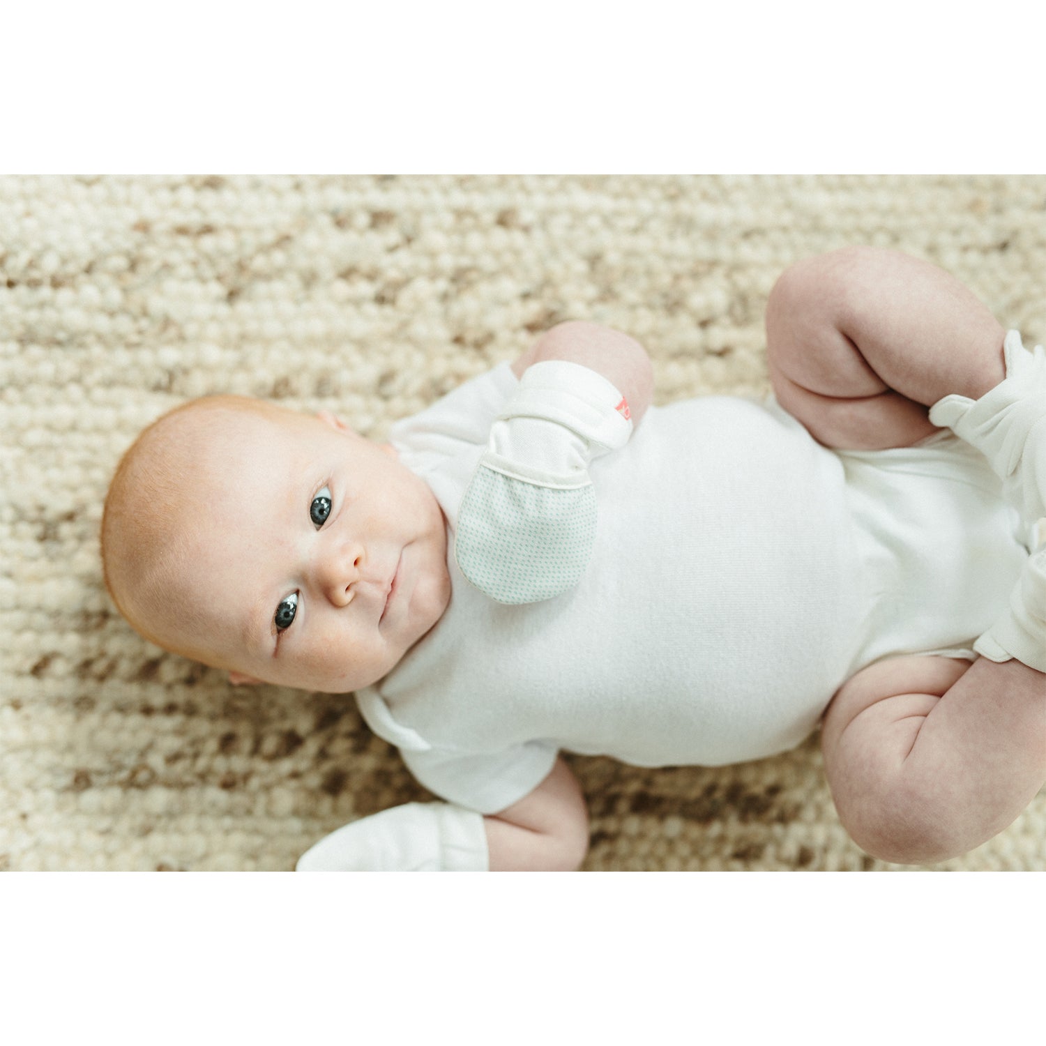 Goumikids Soft Organic Stay On No Scratch Baby Infant Mittens, 0-3M Drops Aqua - VMInnovations