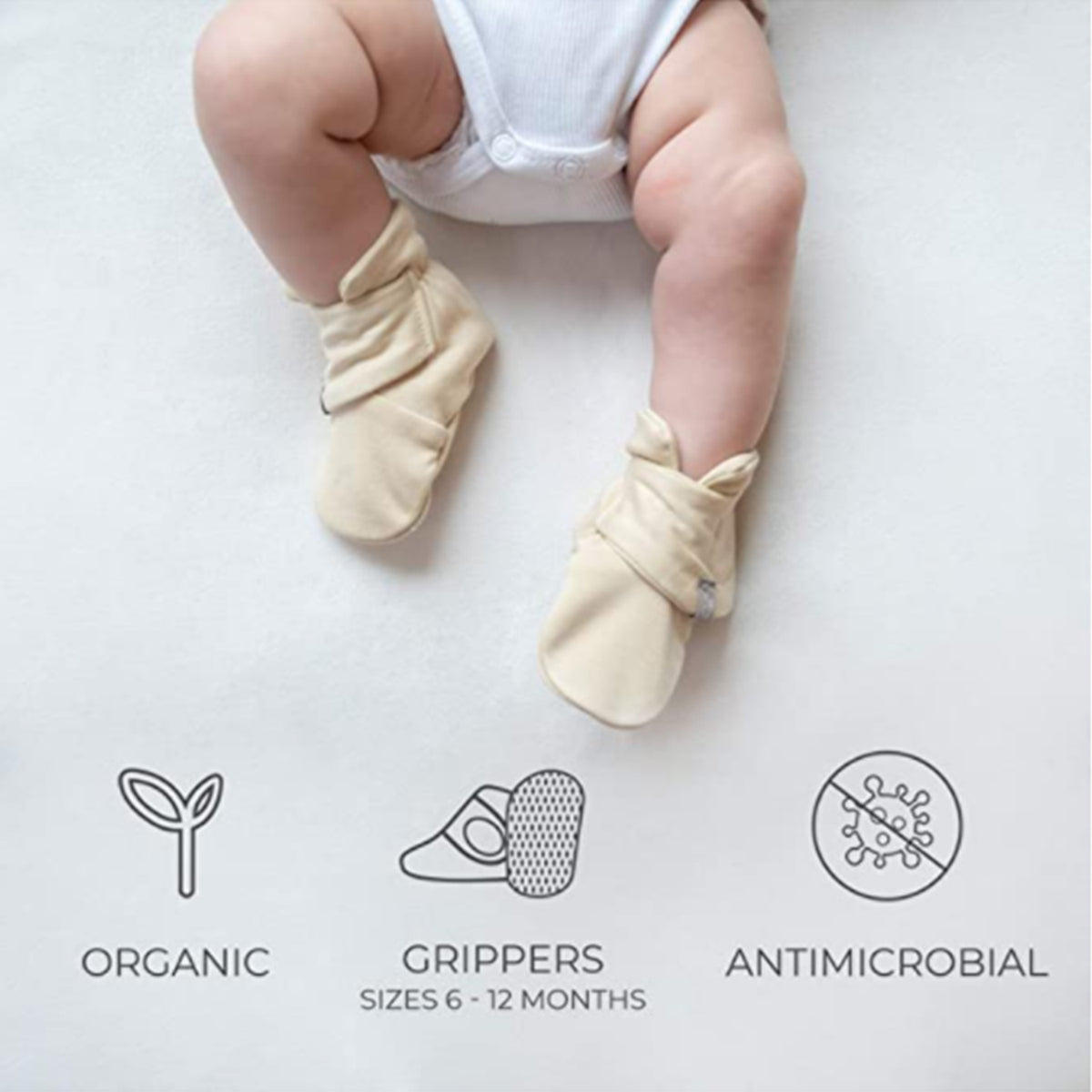 Goumikids Super Soft Organic Stay On Baby Boots Infant Booties, 3-6M (Open Box)
