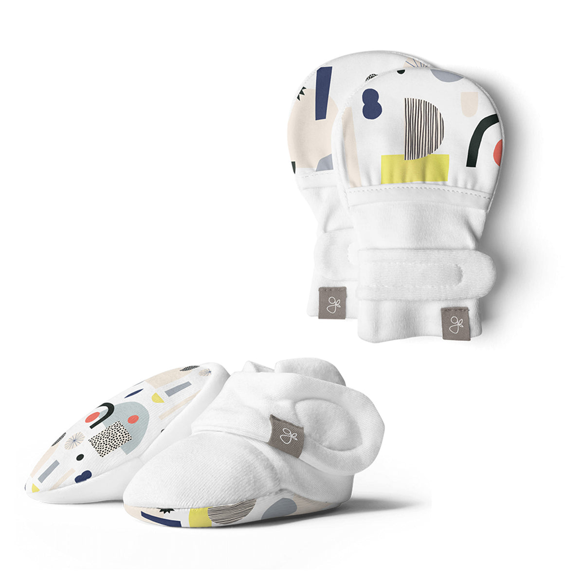 Goumikids 0-3M Soft Organic Stay On Baby Mitt & Bootie Newborn Bundle, 2 Pack - VMInnovations