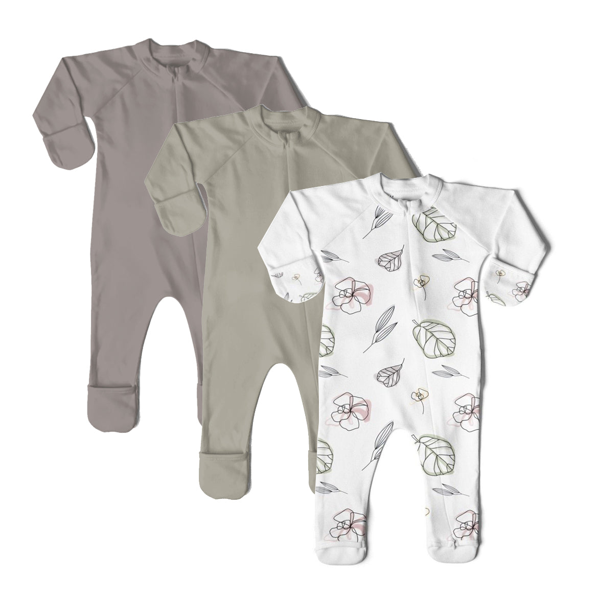 Goumikids Unisex Baby Footie Pajamas Organic Sock Sleeper Clothes, 0-3M (3 Pair) - VMInnovations