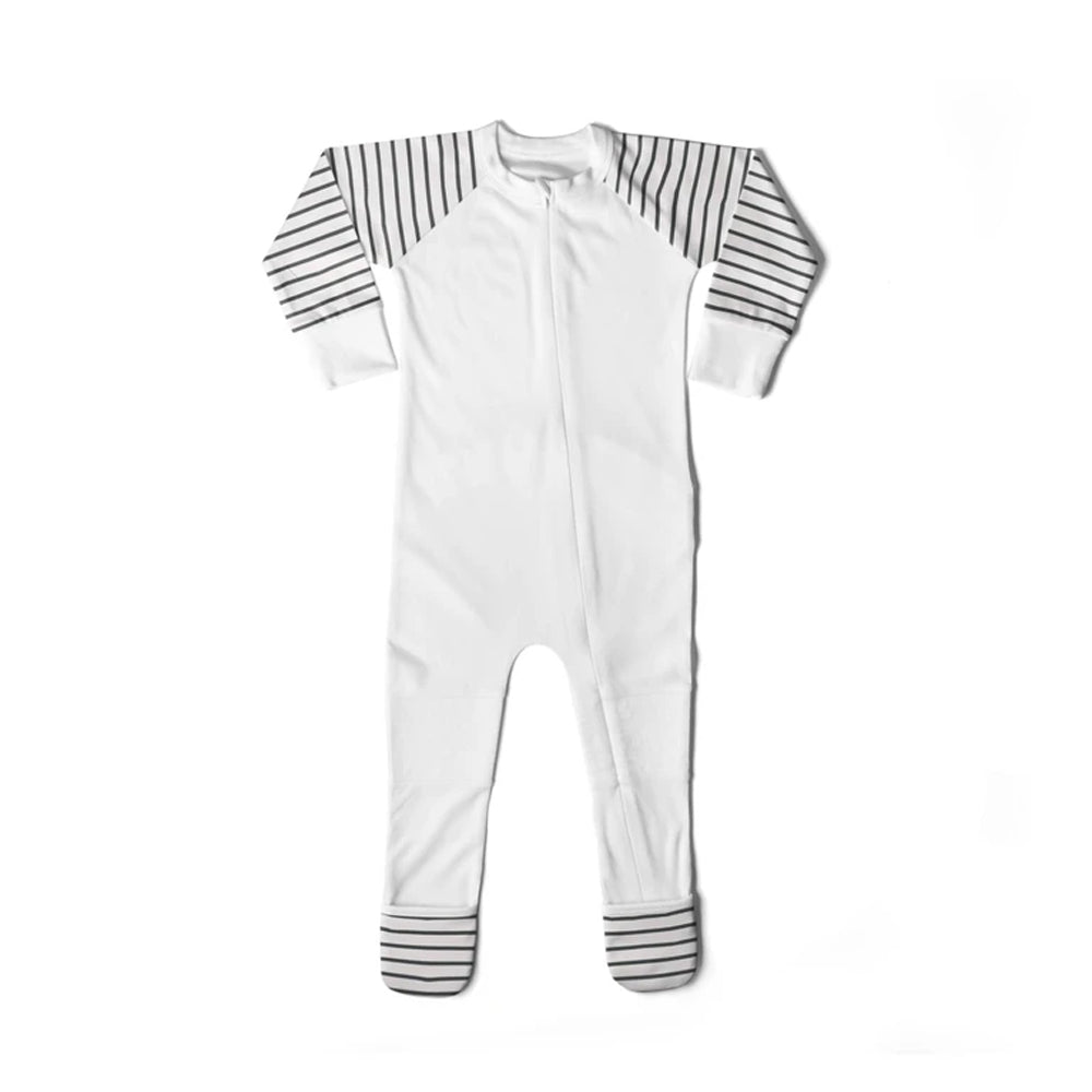 Goumikids Unisex Baby Footie Pajamas Organic Sock Sleeper Clothes, 9-12M Stripe - VMInnovations