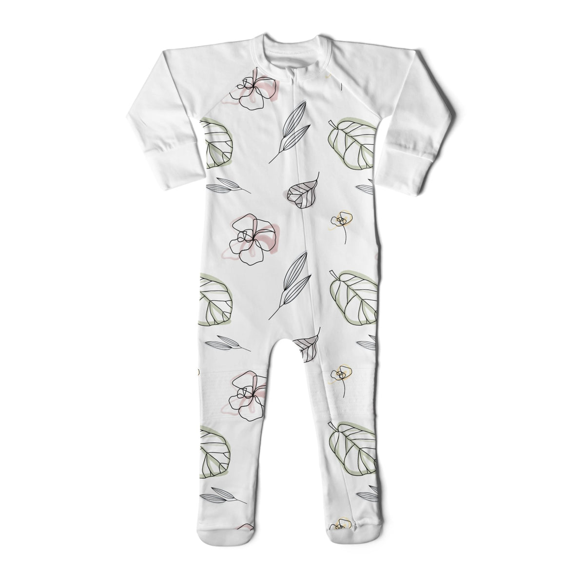 Goumikids Unisex Baby Footie Pajamas Organic Sock Sleeper Clothes, 9-12M Floral - VMInnovations