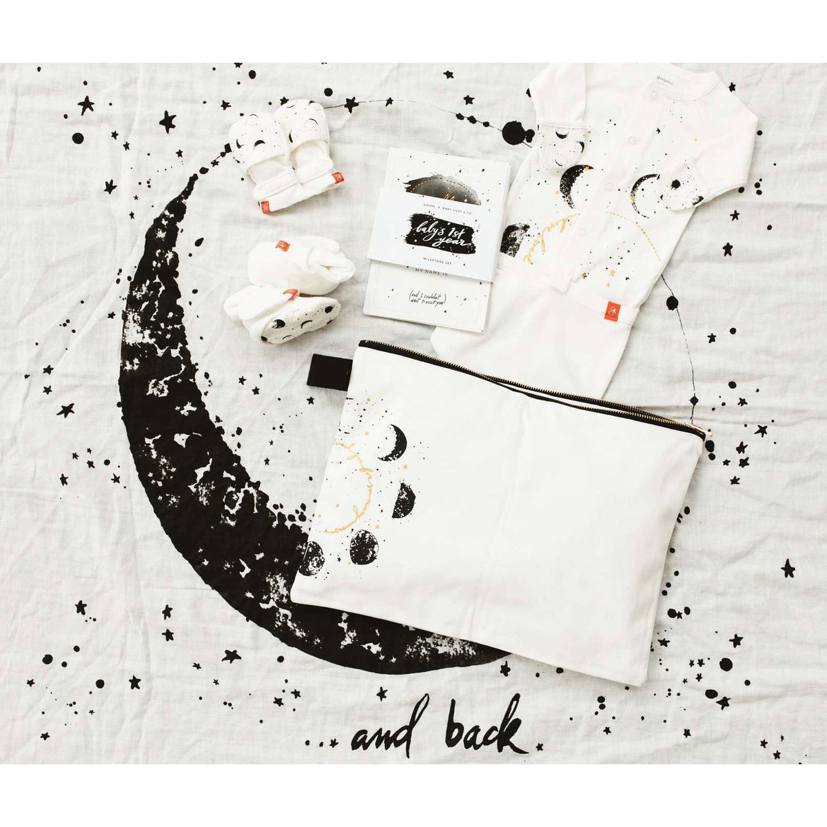 Goumikids Organic Baby Welcome Home Outfits Accessories Bundle, 0-3M Many Moons - VMInnovations