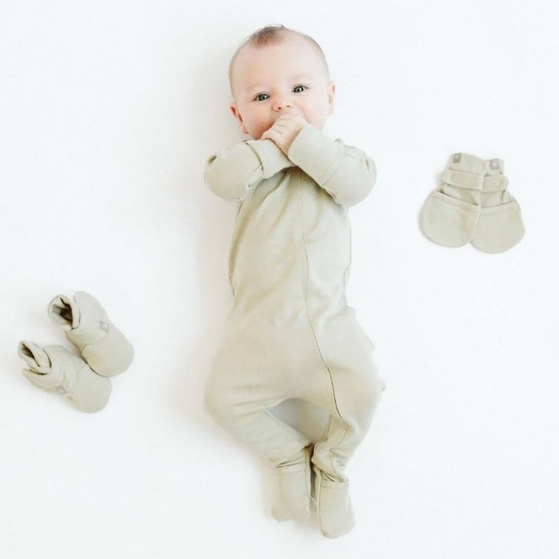 Goumikids Unisex Baby Footie Pajamas Organic Sock Sleeper Clothes, 0-3M Pewter