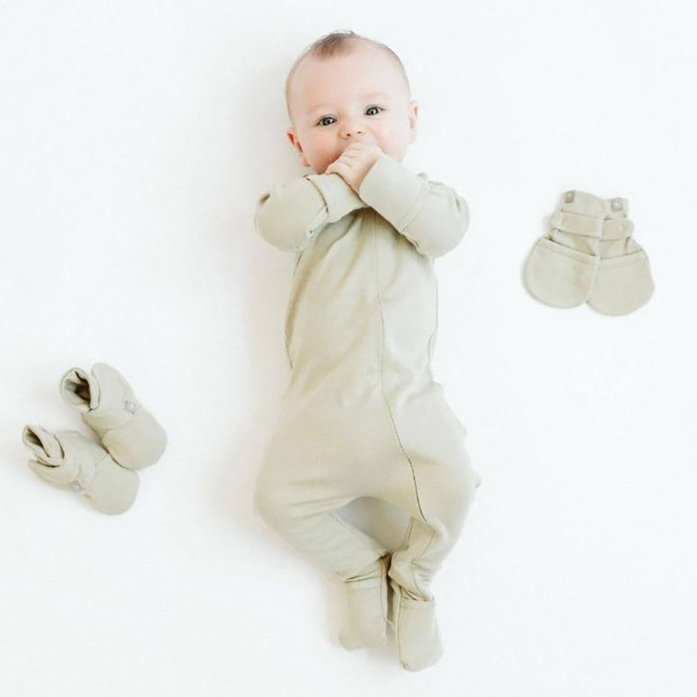 Goumikids Unisex Newborn Baby Footie Pajamas Sock Sleep Clothes, Pewter (4 Pair) - VMInnovations