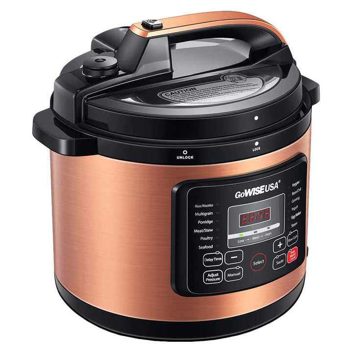GoWISE GW22700 12-in-1 Multi Functional Electric Pressure Cooker, 6 Qt, Copper - VMInnovations