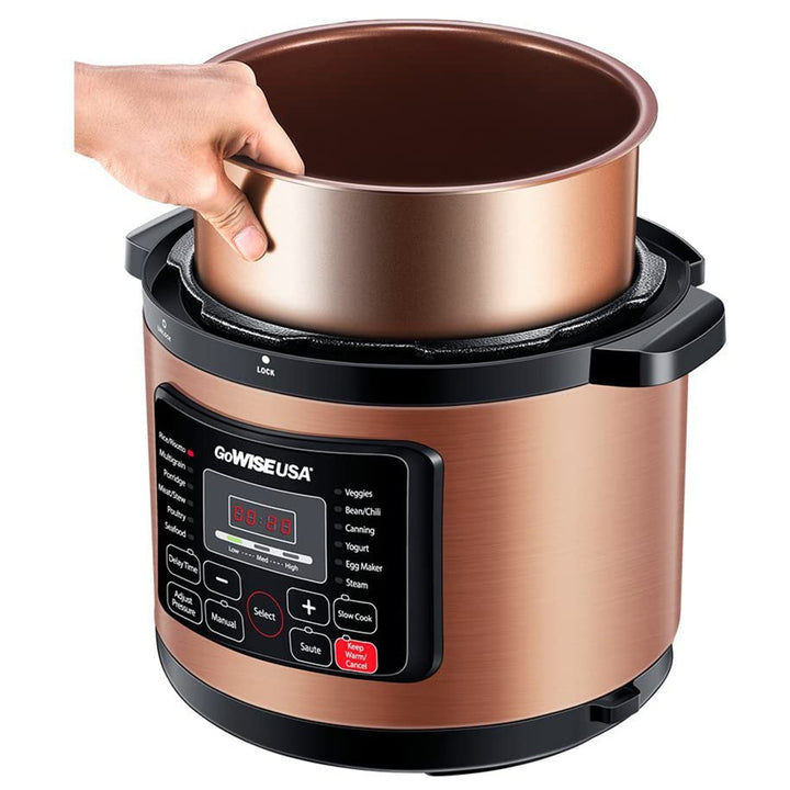 GoWISE GW22700 12-in-1 Multi Functional Electric Pressure Cooker, 6 Qt, Copper - VMInnovations