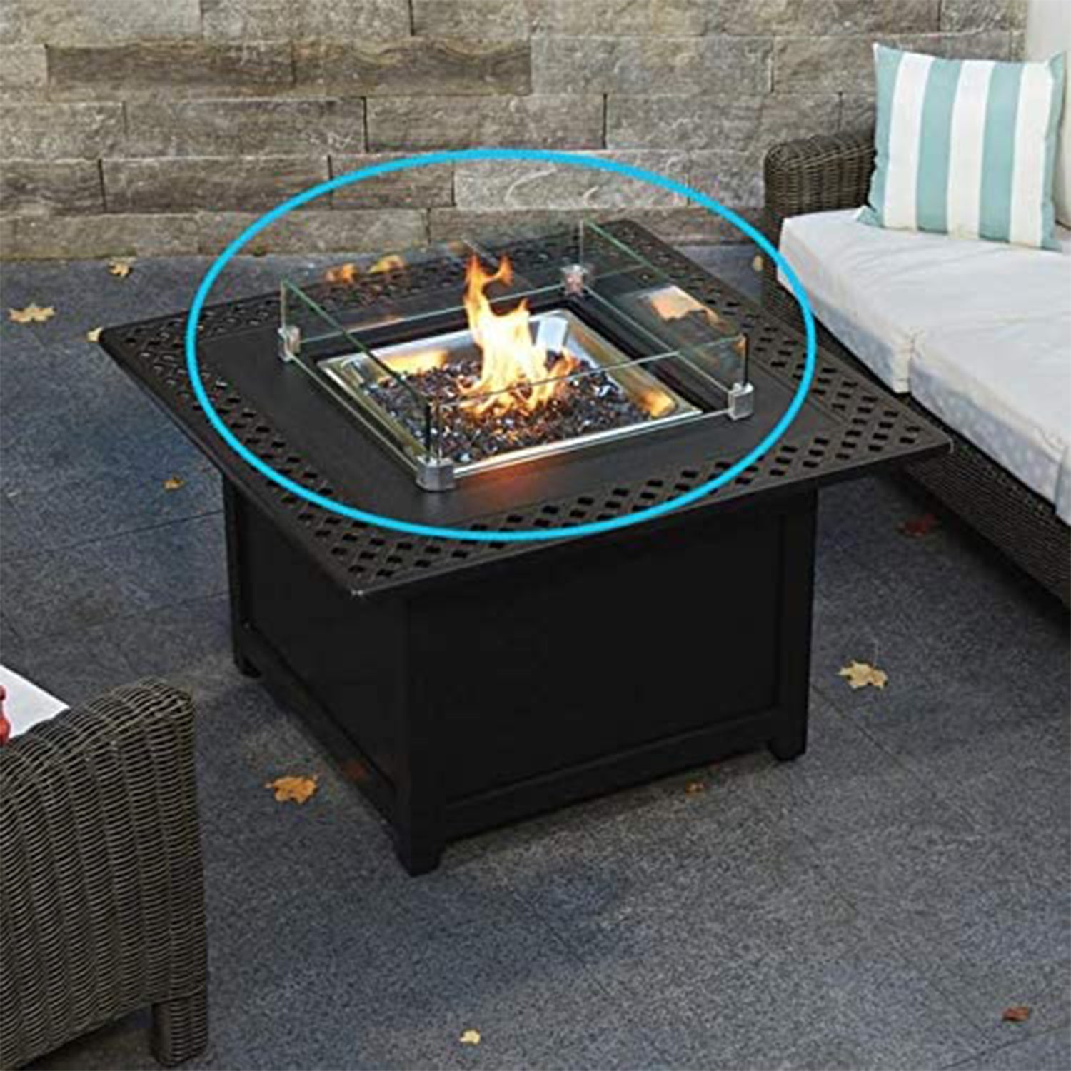 Napoleon GPFSE-WNDSCRN Square Glass Windscreen Guard for Outdoor Fire Tables