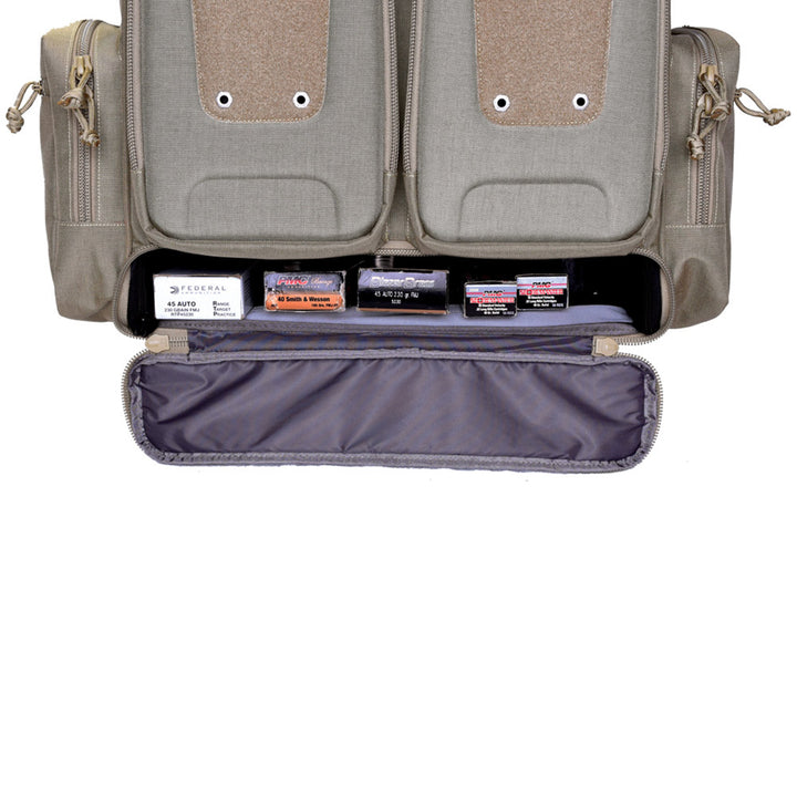 GPS Tactical Rolling Range Case Bag For Shooting Gear, 10 Handguns, & Ammo, Tan - VMInnovations