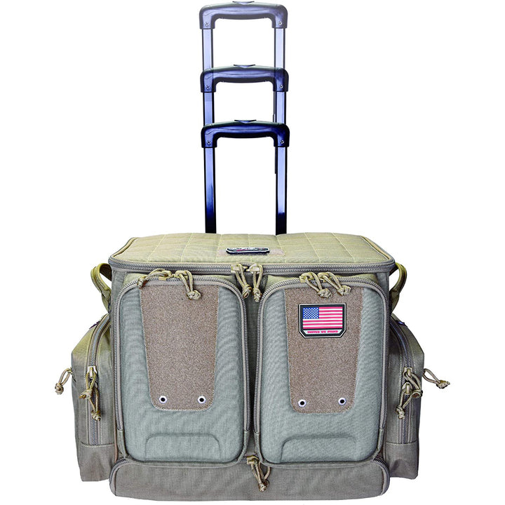 GPS Tactical Rolling Range Case Bag For Shooting Gear, 10 Handguns, & Ammo, Tan - VMInnovations