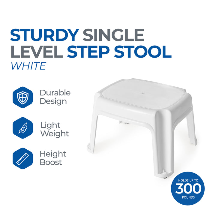 Gracious Living 9.5-Inch Plastic 1 Step Portable Home & Kitchen Stool, White