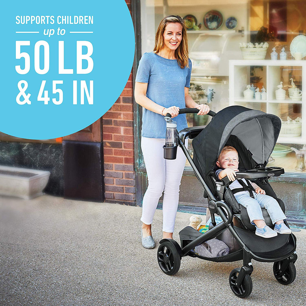 Graco Modes2Grow 4 in 1 Convertible Double Baby Toddler Stroller, Spencer Gray