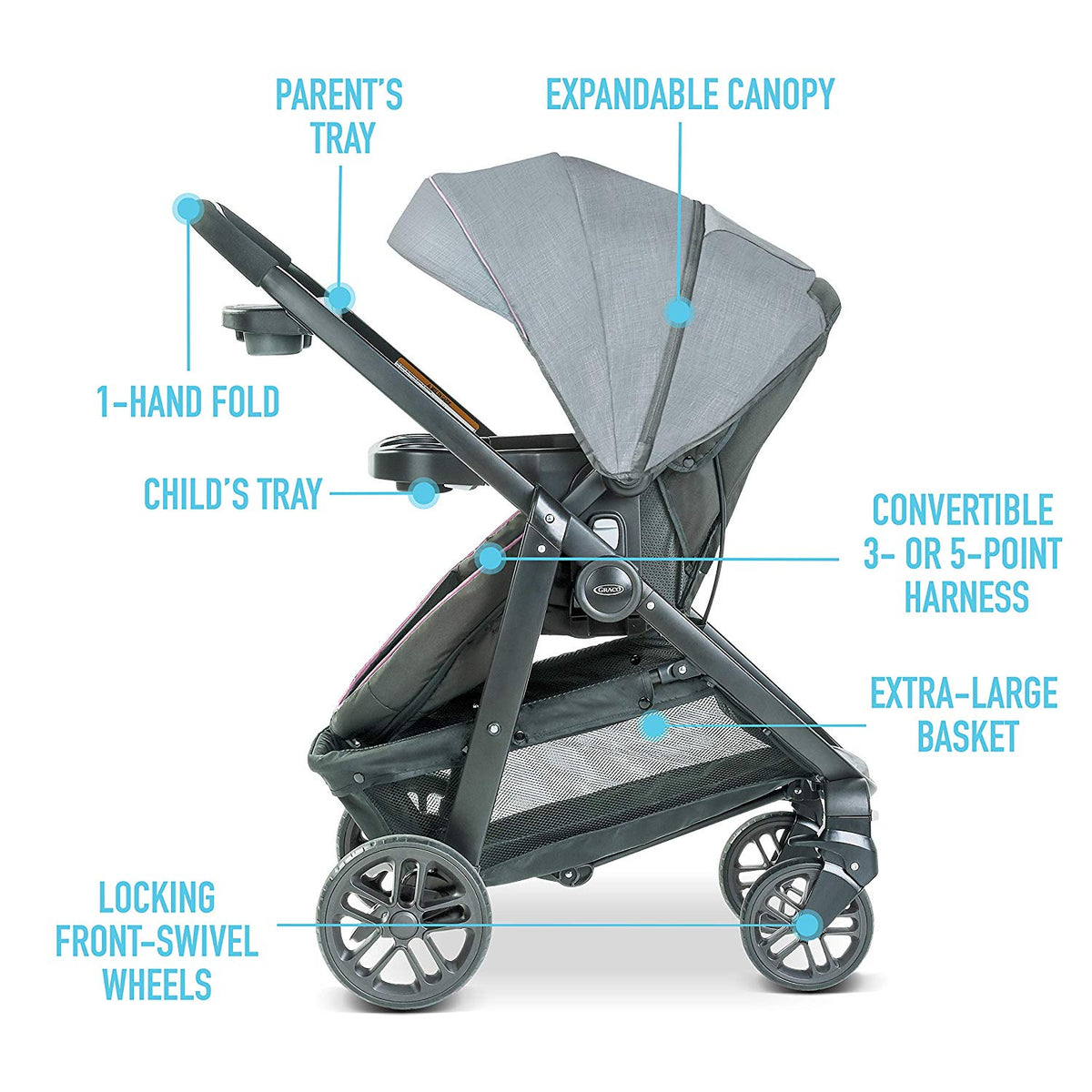 Graco Modes Bassinet Baby Stroller & Infant Car Seat Travel System, Carlee Pink