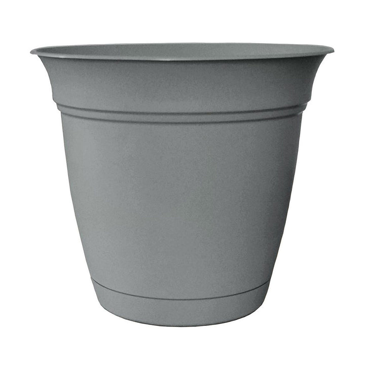 HC Companies 8 Inch Eclipse Planter with Attached Saucer, Stormy Gray (2 Pack) - VMInnovations