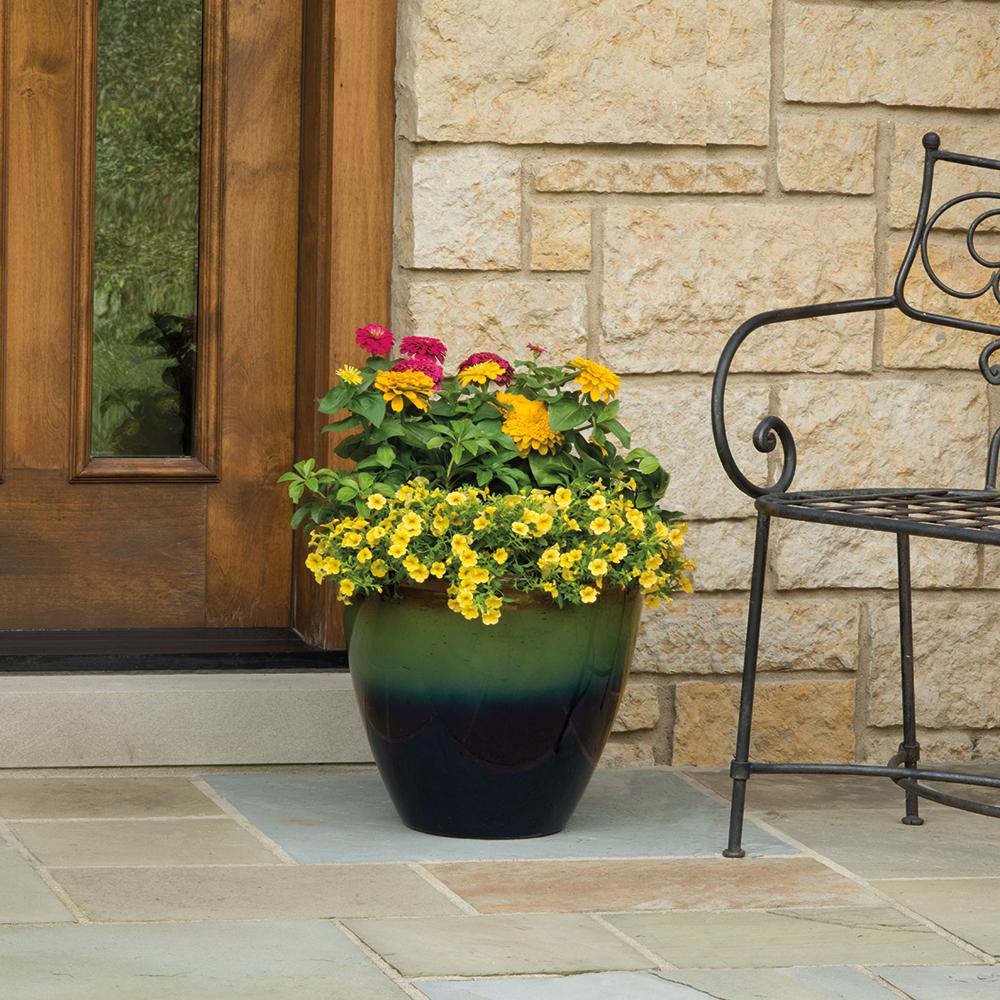 Suncast Seneca 16 Inch Decorative Resin Flower Planter Pot, Green/Blue (8 Pack)