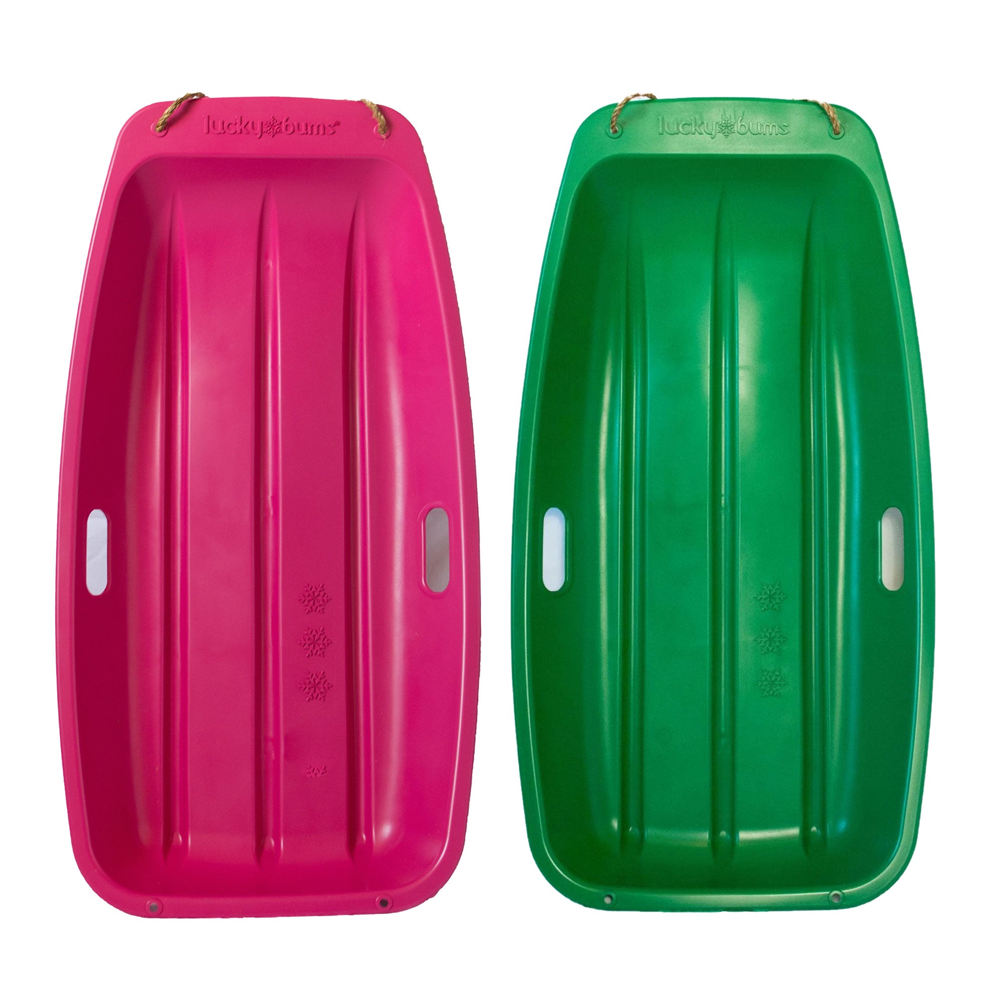 Lucky Bums Kids 35 Inch Plastic Snow Toboggan Sled with Rope, Green & Neon Pink