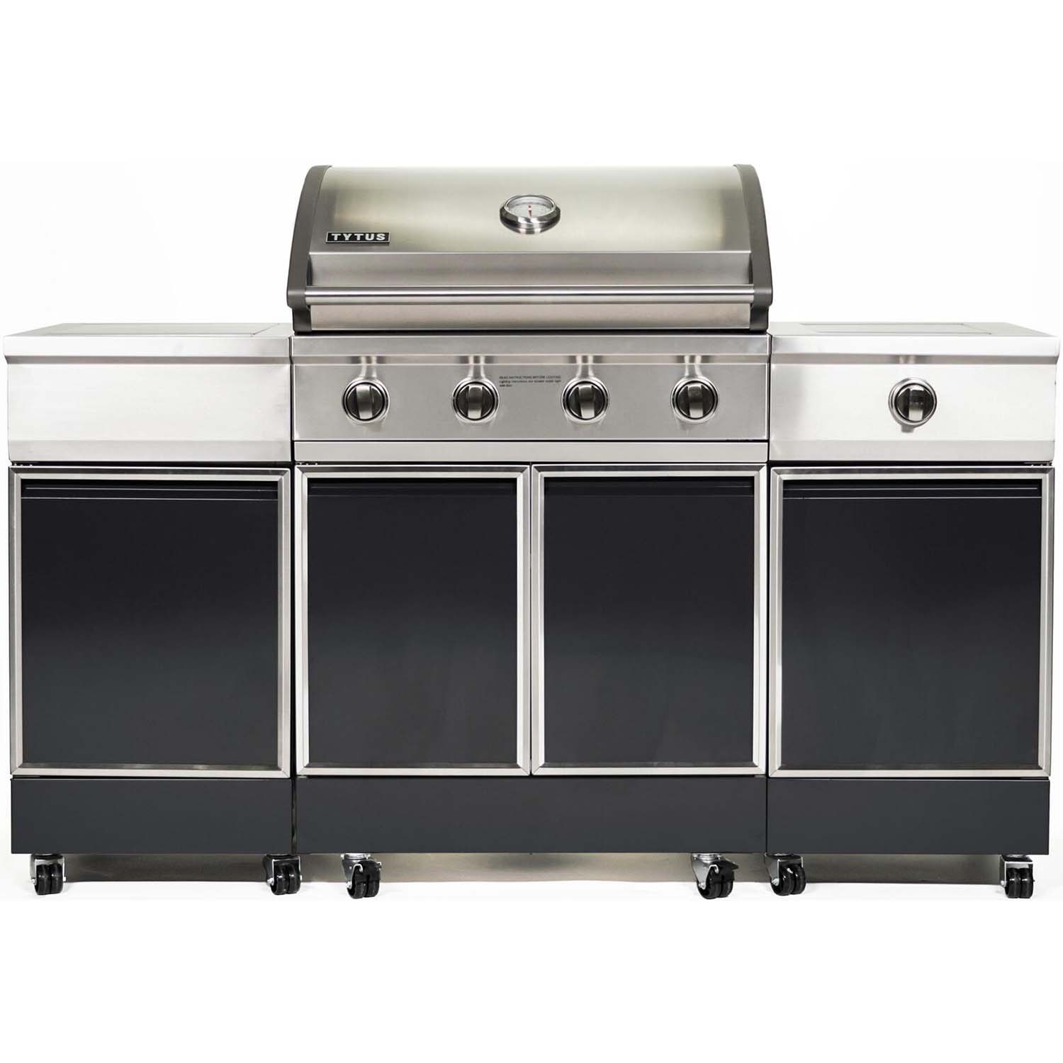 TYTUS Liquid Propane 4 Burner Gas Stainless Steel Grill Island, Charcoal Gray - VMInnovations