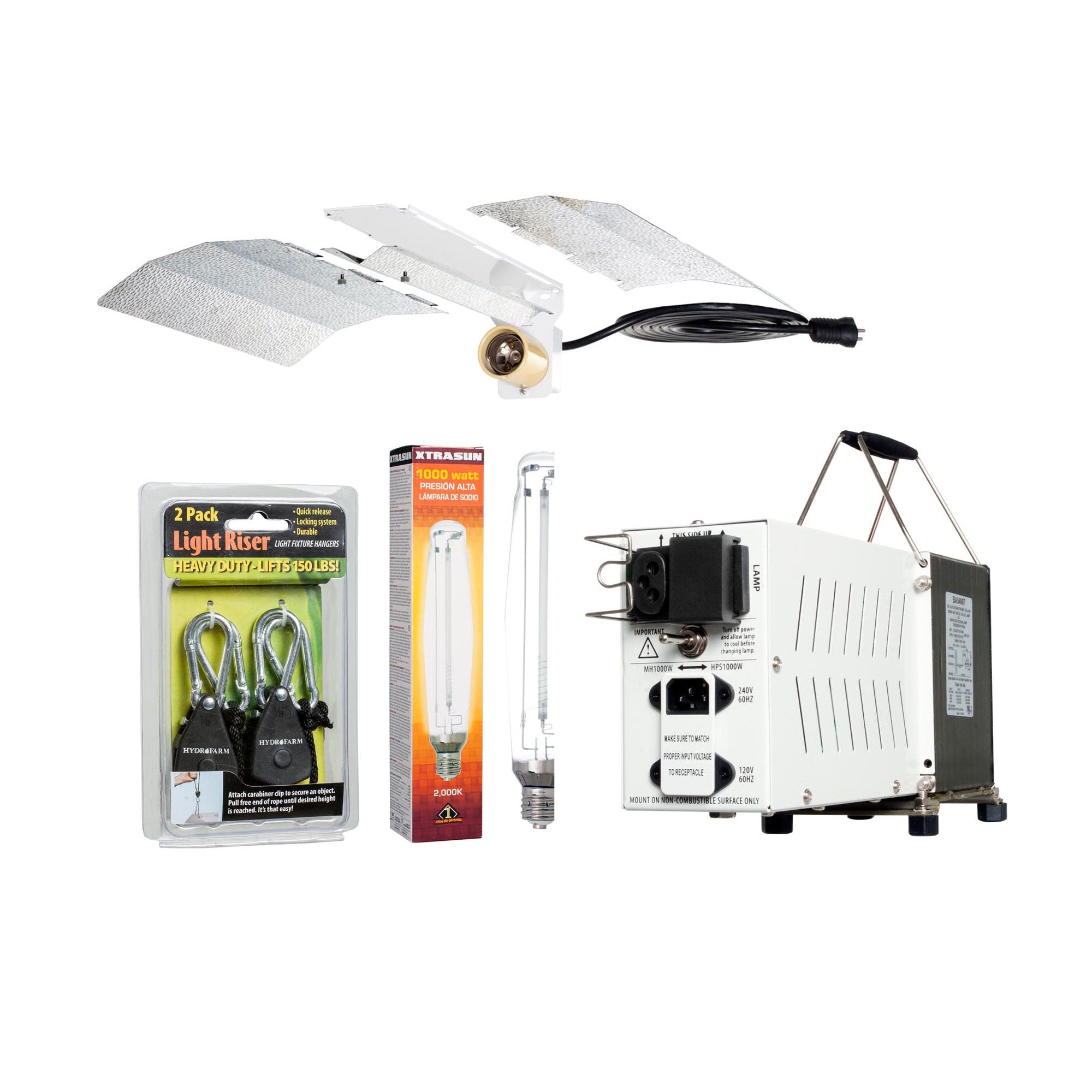 HYDROFARM Hydroponic Indoor 1000W HPS Grow Light Kit | Reflector - Open Box