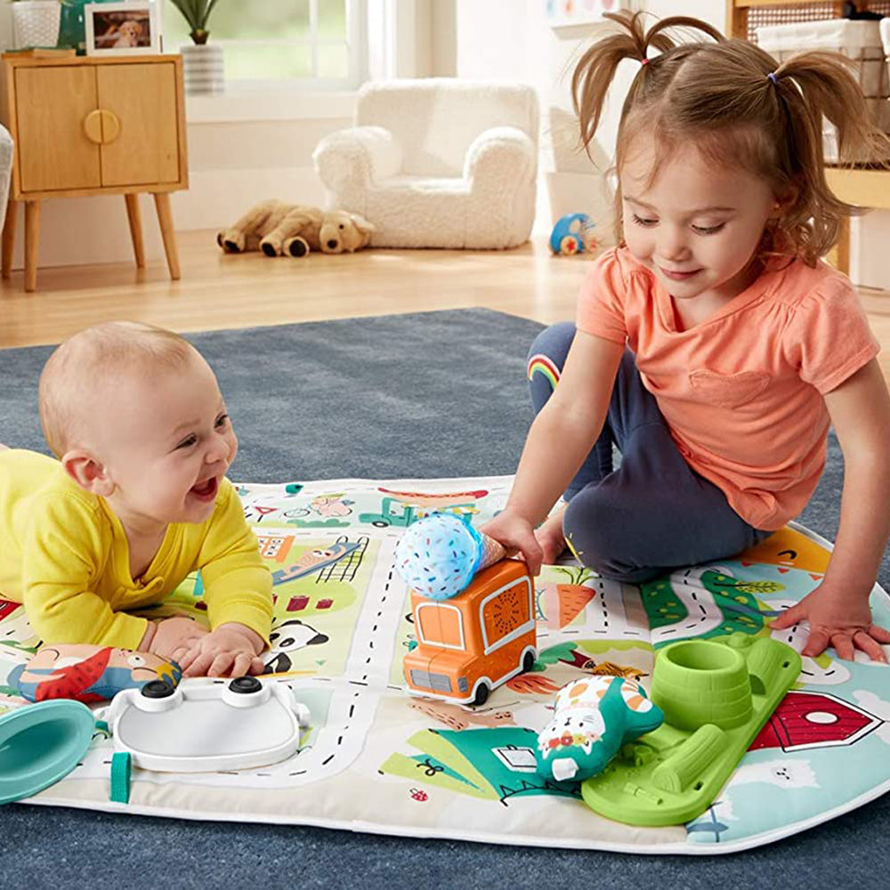 Fisher-Price GRV42 Baby 3.5 Ft Jumbo Activity City Play Mat Floor Gym w/ 7 Toys - VMInnovations