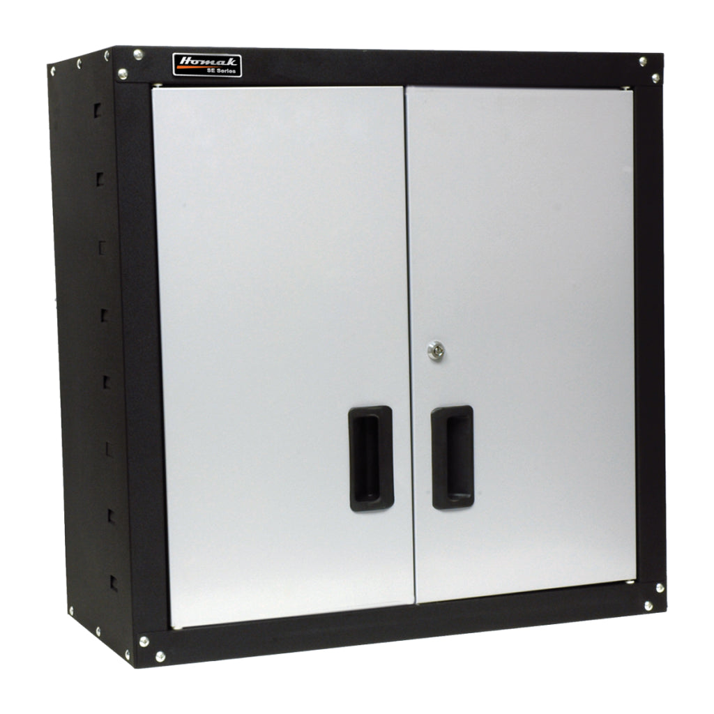 Homak High Quality Steel 2 Door Garage Storage Wall Cabinet w/ 2 Shelves, Silver