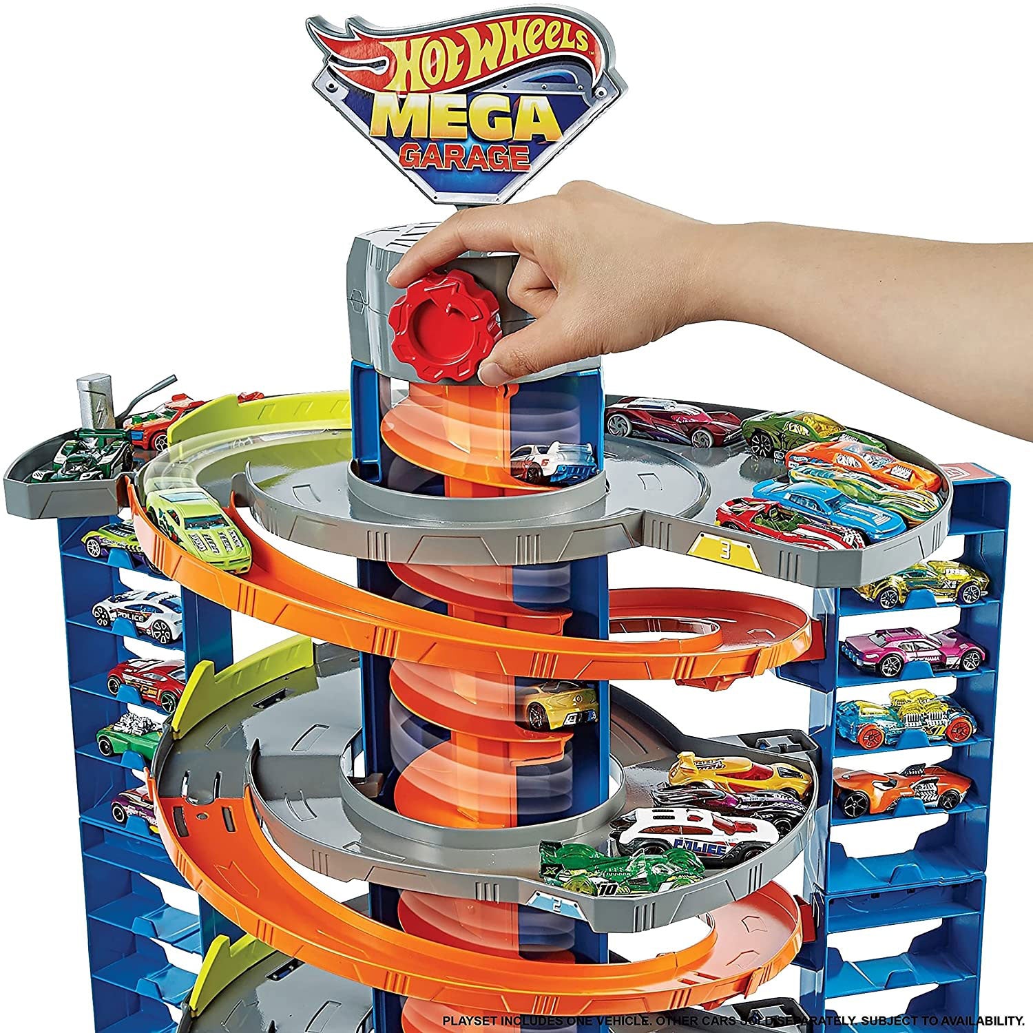 Hot Wheels City Mega Garage Playset w/ Corkscrew Elevator & Storage for 60+ Cars - VMInnovations
